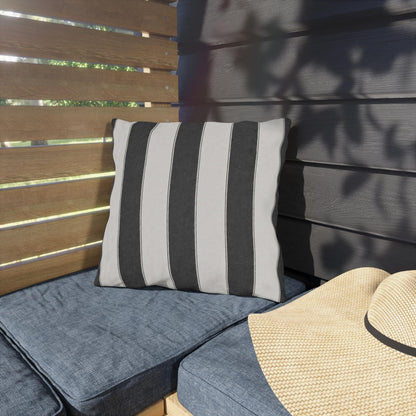 Cabana Charcoal Stripe Poolside Resort Pillow | Outdoor Pillows | Coastal Patio Cushion