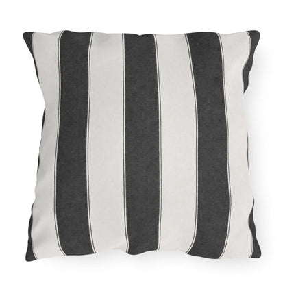 Cabana Charcoal Stripe Poolside Resort Pillow | Outdoor Pillows | Coastal Patio Cushion