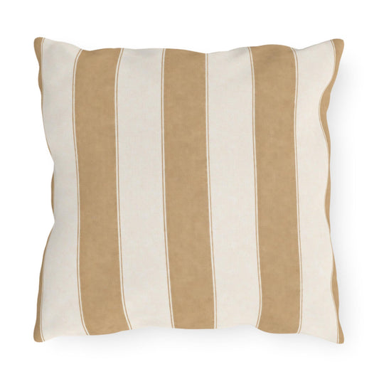 Cabana Tan Stripe Poolside Resort Pillow | Outdoor Pillows | Coastal Patio Cushion