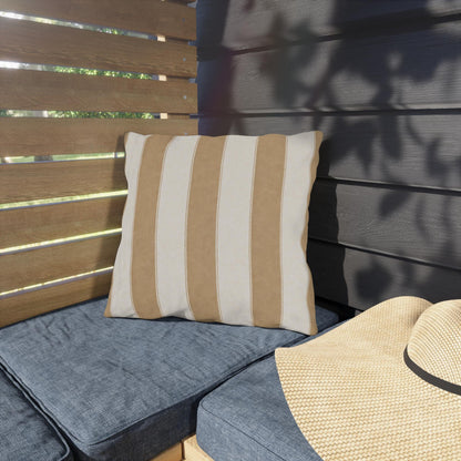 Cabana Tan Stripe Poolside Resort Pillow | Outdoor Pillows | Coastal Patio Cushion