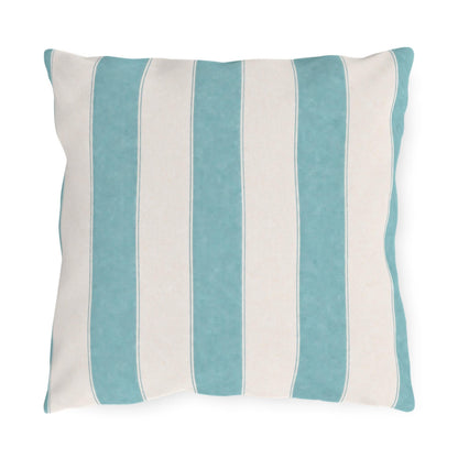 Cabana Aqua Stripe Poolside Resort Pillow | Outdoor Pillows | Coastal Patio Cushion