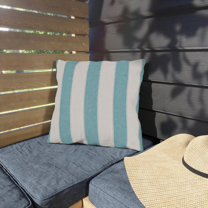Cabana Aqua Stripe Poolside Resort Pillow | Outdoor Pillows | Coastal Patio Cushion