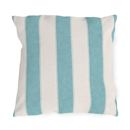 Cabana Aqua Stripe Poolside Resort Pillow | Outdoor Pillows | Coastal Patio Cushion