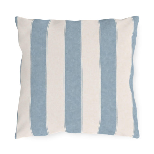 Cabana Spa Blue Stripe Poolside Resort Pillow | Outdoor Pillows | Coastal Patio Cushion