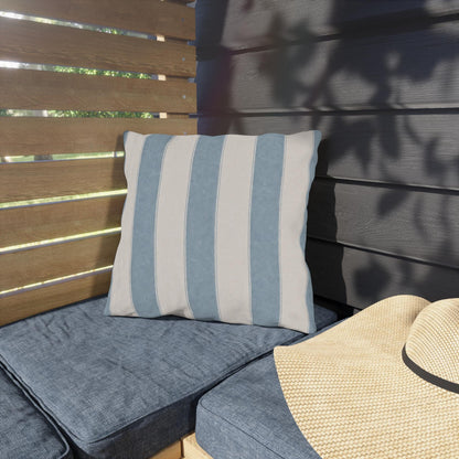 Cabana Spa Blue Stripe Poolside Resort Pillow | Outdoor Pillows | Coastal Patio Cushion