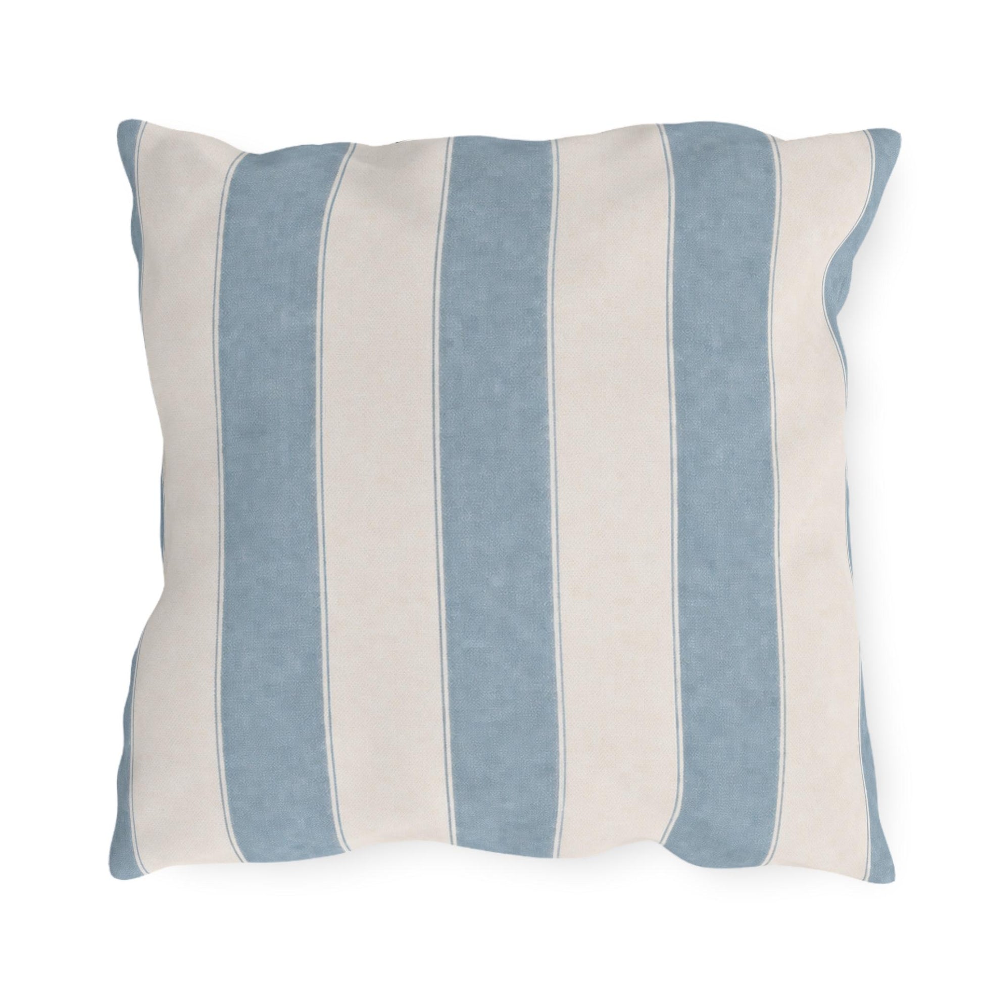 Cabana Spa Blue Stripe Poolside Resort Pillow | Outdoor Pillows | Coastal Patio Cushion