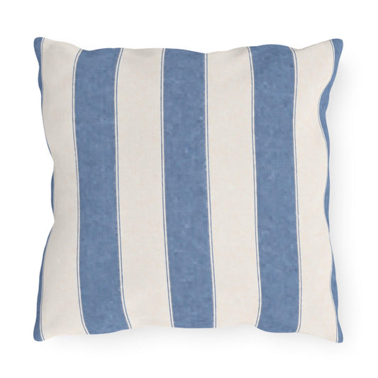 Cabana Coastal Blue Stripe Poolside Resort Pillow | Outdoor Pillows | Coastal Patio Cushion