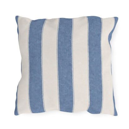 Cabana Coastal Blue Stripe Poolside Resort Pillow | Outdoor Pillows | Coastal Patio Cushion