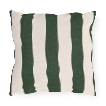 Cabana Forest Green Stripe Poolside Resort Pillow | Outdoor Pillows | Coastal Patio Cushion