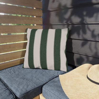 Cabana Forest Green Stripe Poolside Resort Pillow | Outdoor Pillows | Coastal Patio Cushion