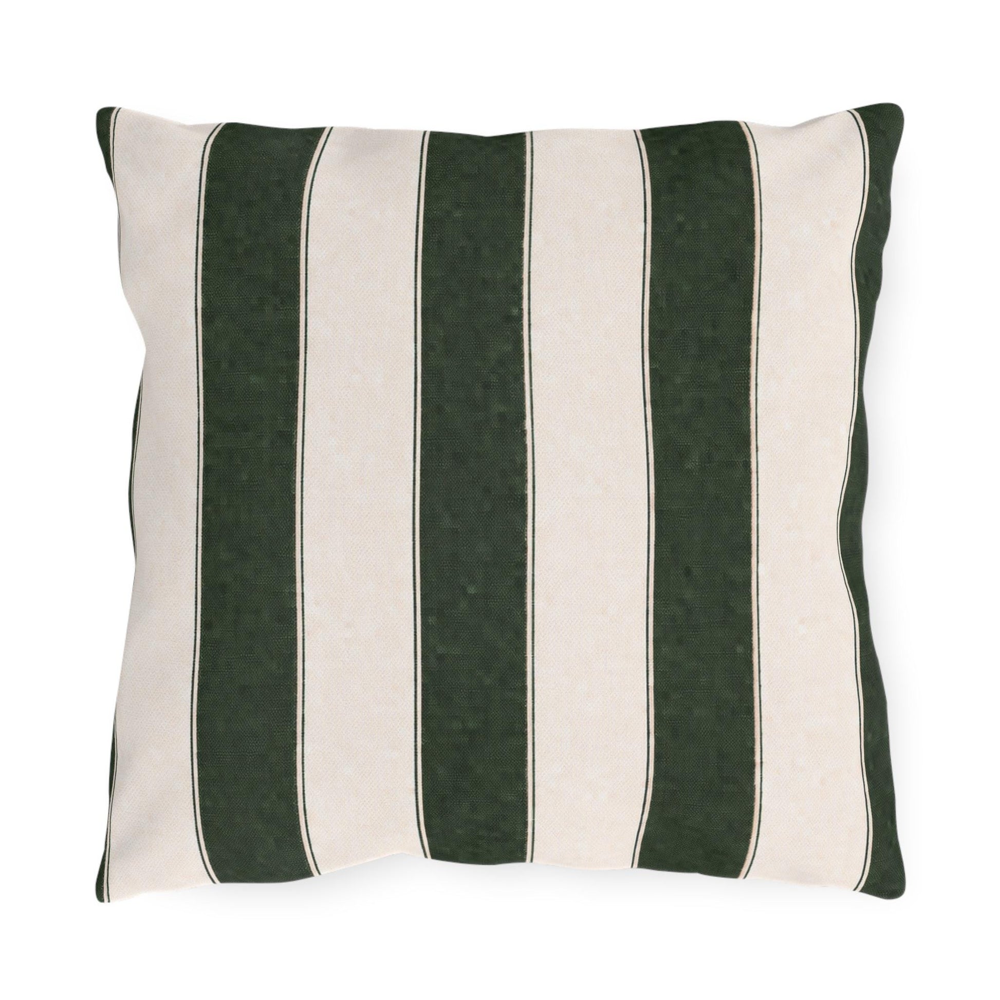 Cabana Hunter Green Stripe Poolside Resort Pillow | Outdoor Pillows | Coastal Patio Cushion
