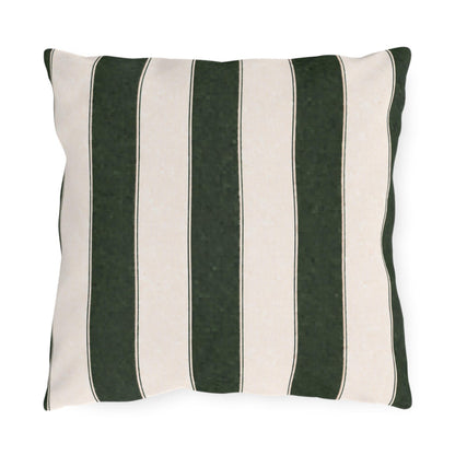 Cabana Hunter Green Stripe Poolside Resort Pillow | Outdoor Pillows | Coastal Patio Cushion