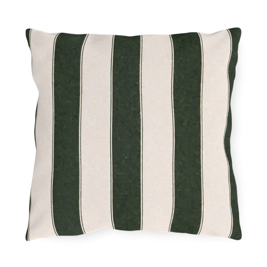 Cabana Hunter Green Stripe Poolside Resort Pillow | Outdoor Pillows | Coastal Patio Cushion