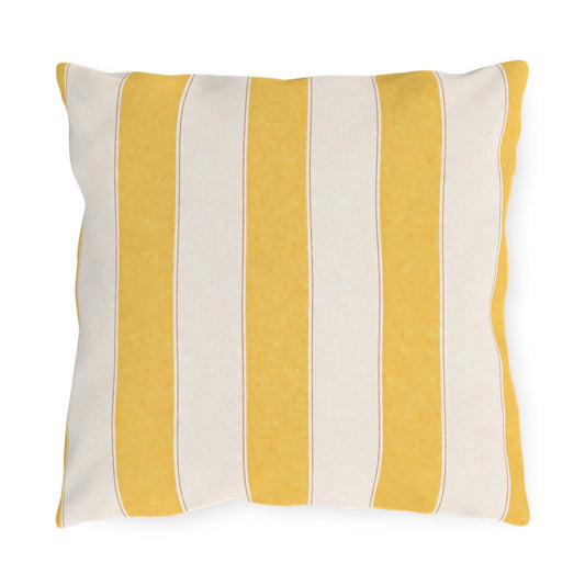 Cabana Yellow Stripe Poolside Resort Pillow | Outdoor Pillows | Coastal Patio Cushion