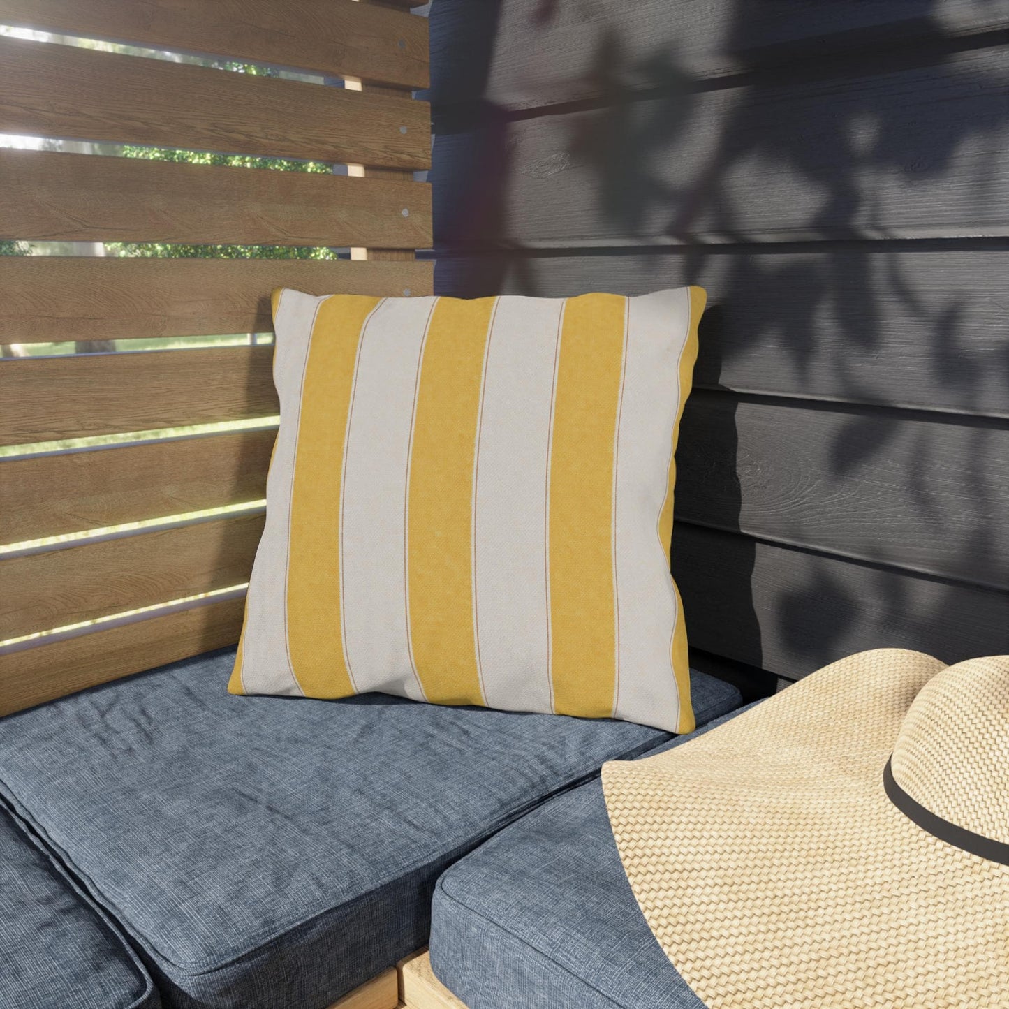 Cabana Yellow Stripe Poolside Resort Pillow | Outdoor Pillows | Coastal Patio Cushion