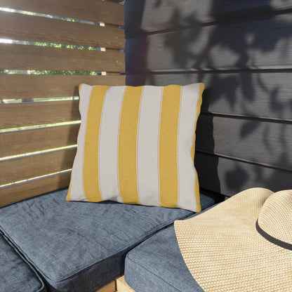Cabana Yellow Stripe Poolside Resort Pillow | Outdoor Pillows | Coastal Patio Cushion