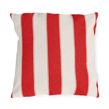 Cabana Forest Red Stripe Poolside Resort Pillow | Outdoor Pillows | Coastal Patio Cushion