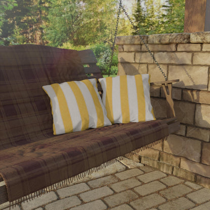 Cabana Yellow Stripe Poolside Resort Pillow | Outdoor Pillows | Coastal Patio Cushion