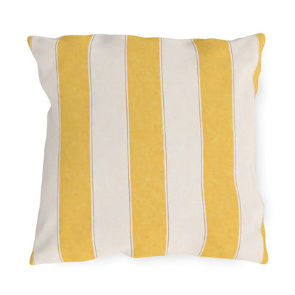 Cabana Yellow Stripe Poolside Resort Pillow | Outdoor Pillows | Coastal Patio Cushion
