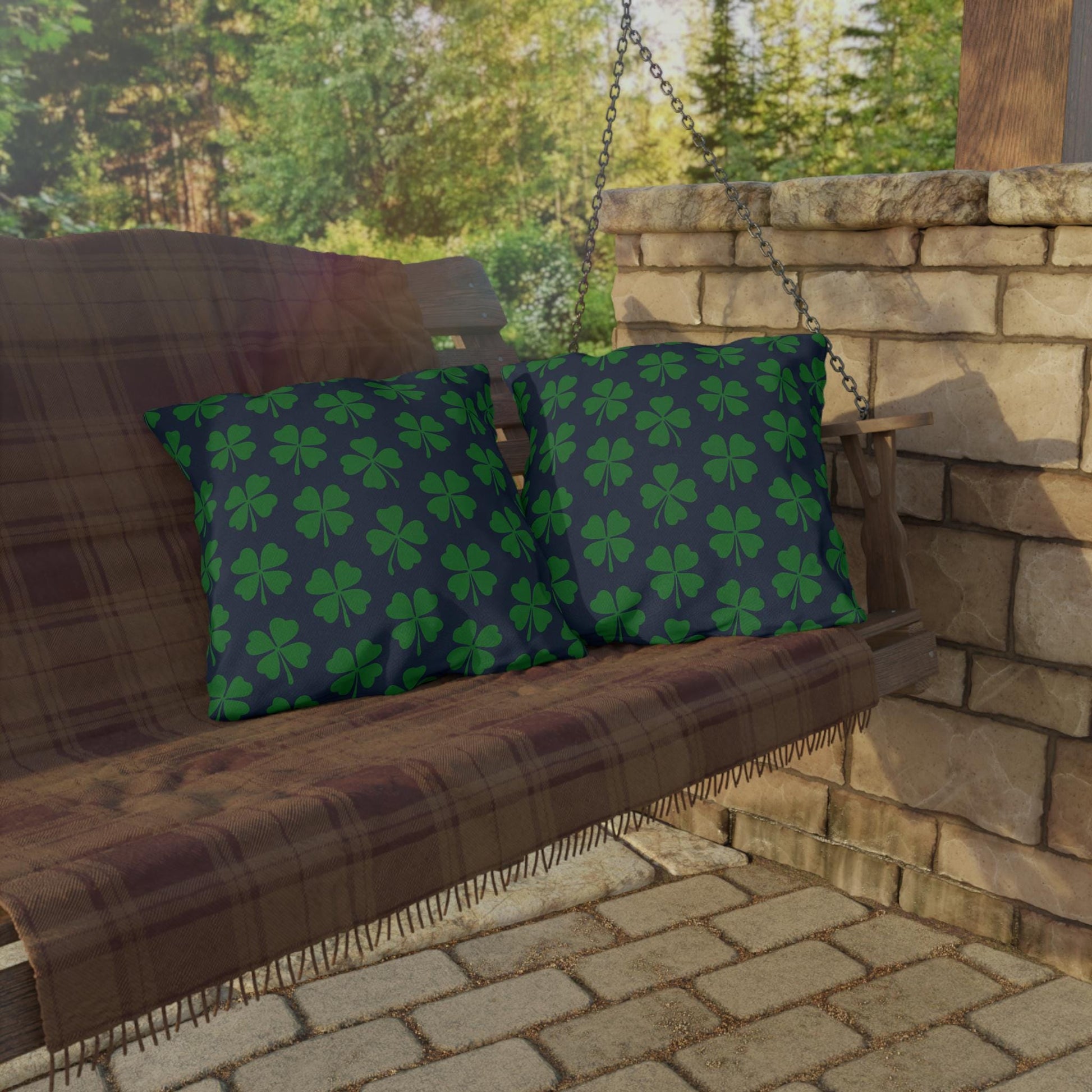 Four Leaf Clover Pillow, St. Patrick's Day Decor, Irish Pride Cushion, Clover Leaf Shamrock Pillow, Lucky Charm Pillow, Outdoor Pillow