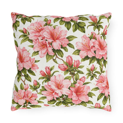 Azalea Botanical Outdoor Pillow | Square Patio Cushion, Southern Garden Floral