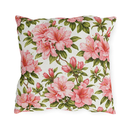 Azalea Botanical Outdoor Pillow | Square Patio Cushion, Southern Garden Floral