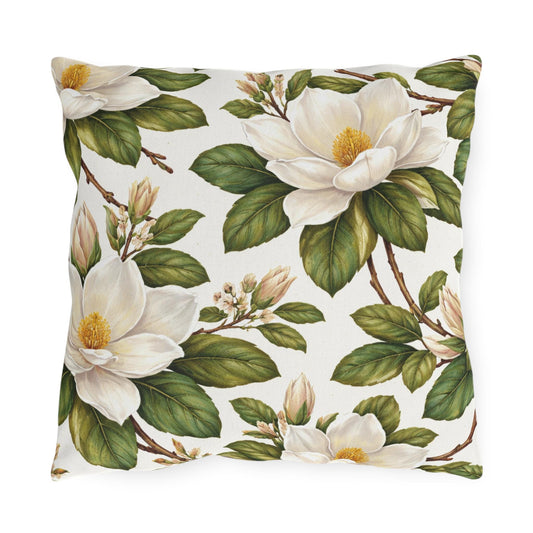 Magnolia Botanical Square Outdoor Pillow | Southern Floral Patio Cushion