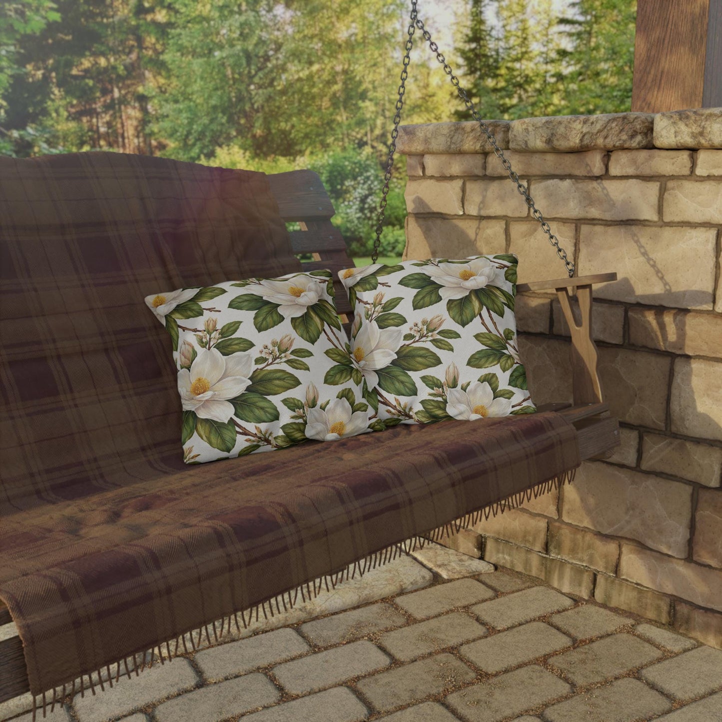Magnolia Botanical Square Outdoor Pillow | Southern Floral Patio Cushion