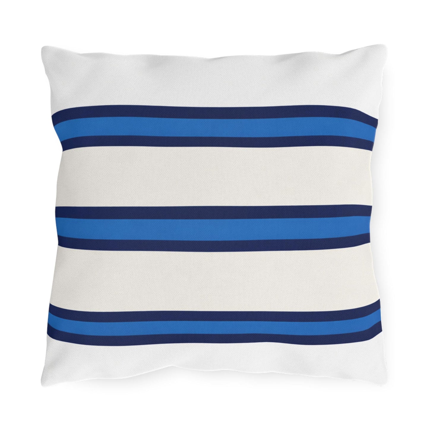 Navy Blue Stripe Outdoor Pillow | Square Patio Cushion, Coastal Cabana
