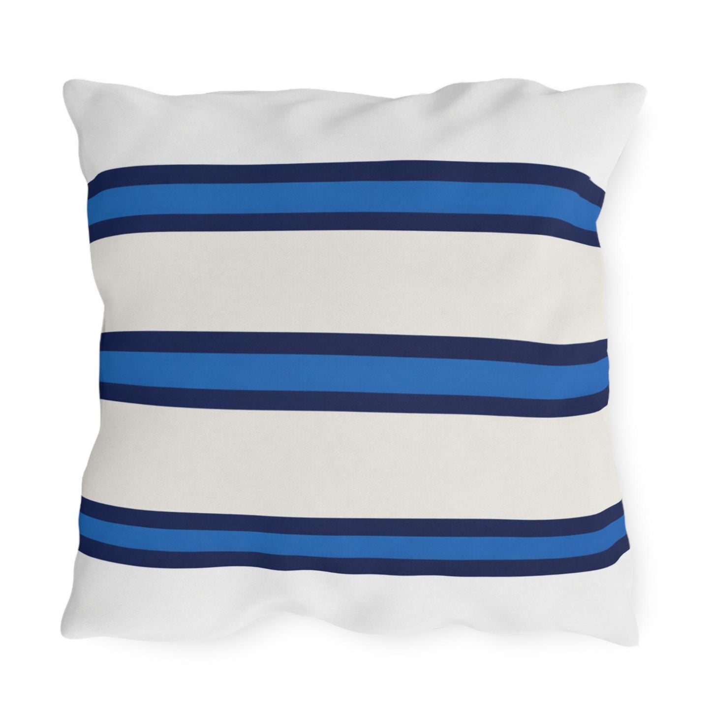 Navy Blue Stripe Outdoor Pillow | Square Patio Cushion, Coastal Cabana