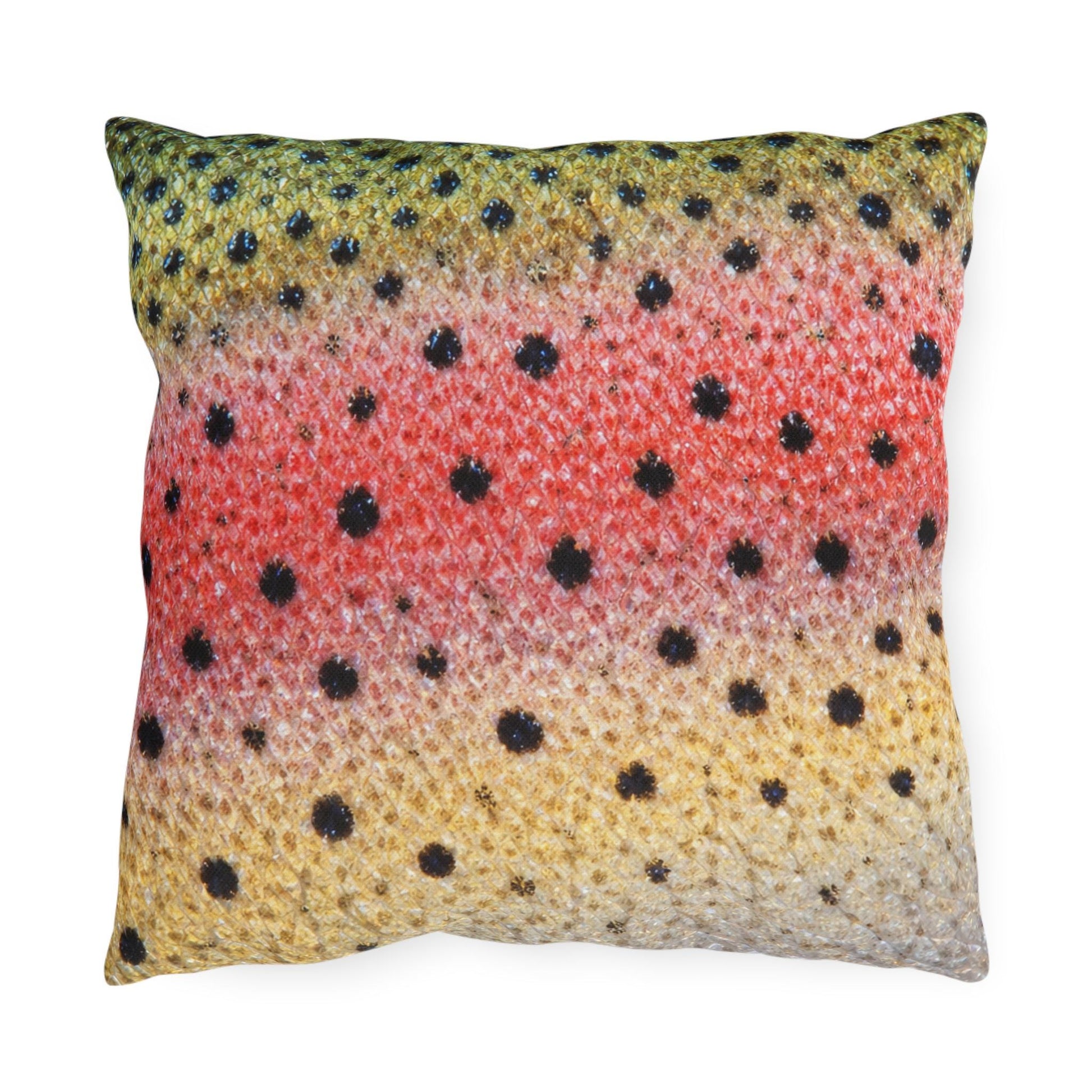 Rainbow Trout Pattern Outdoor Pillows | Fishing Cabin Decor