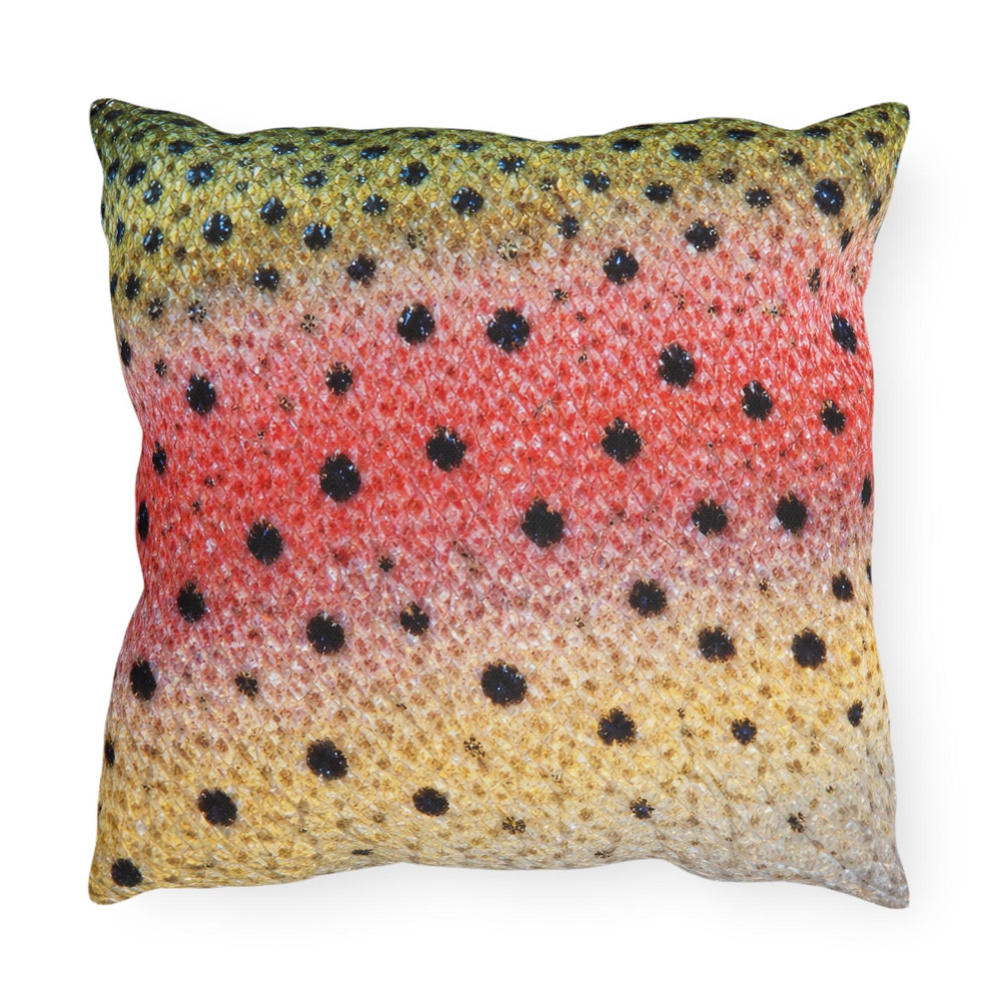 Rainbow Trout Pattern Outdoor Pillows | Fishing Cabin Decor