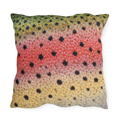 Rainbow Trout Pattern Outdoor Pillows | Fishing Cabin Decor