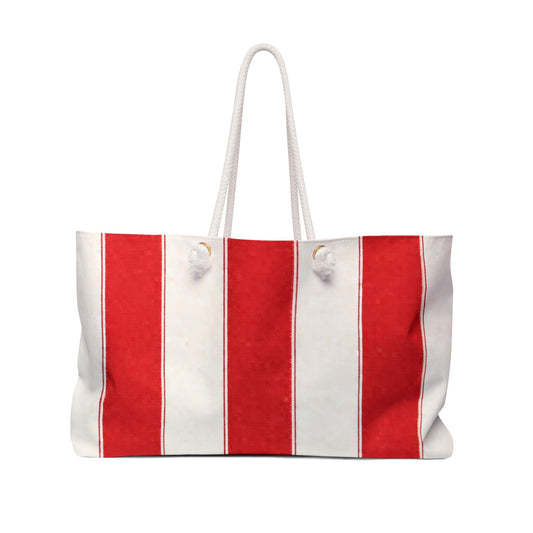 Cabana Poolside Red Stripe Resort Weekender Bag | Beach Tote for Towels, Makeup, Phone & Magazines