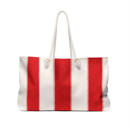 Cabana Poolside Red Stripe Resort Weekender Bag | Beach Tote for Towels, Makeup, Phone & Magazines