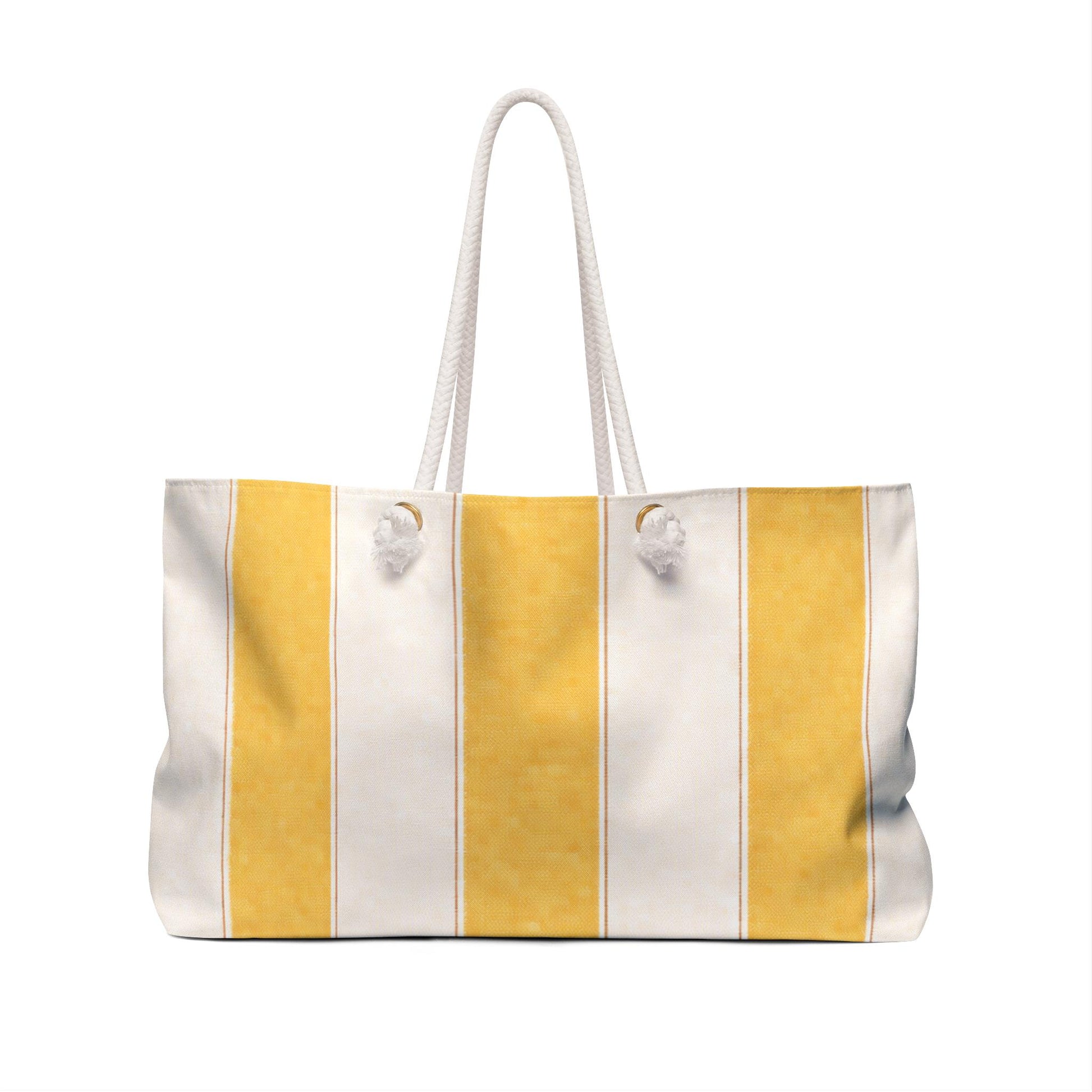 Cabana Poolside Yellow Stripe Resort Weekender Bag | Beach Tote for Towels, Makeup, Phone & Magazines