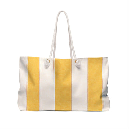 Cabana Poolside Yellow Stripe Resort Weekender Bag | Beach Tote for Towels, Makeup, Phone & Magazines
