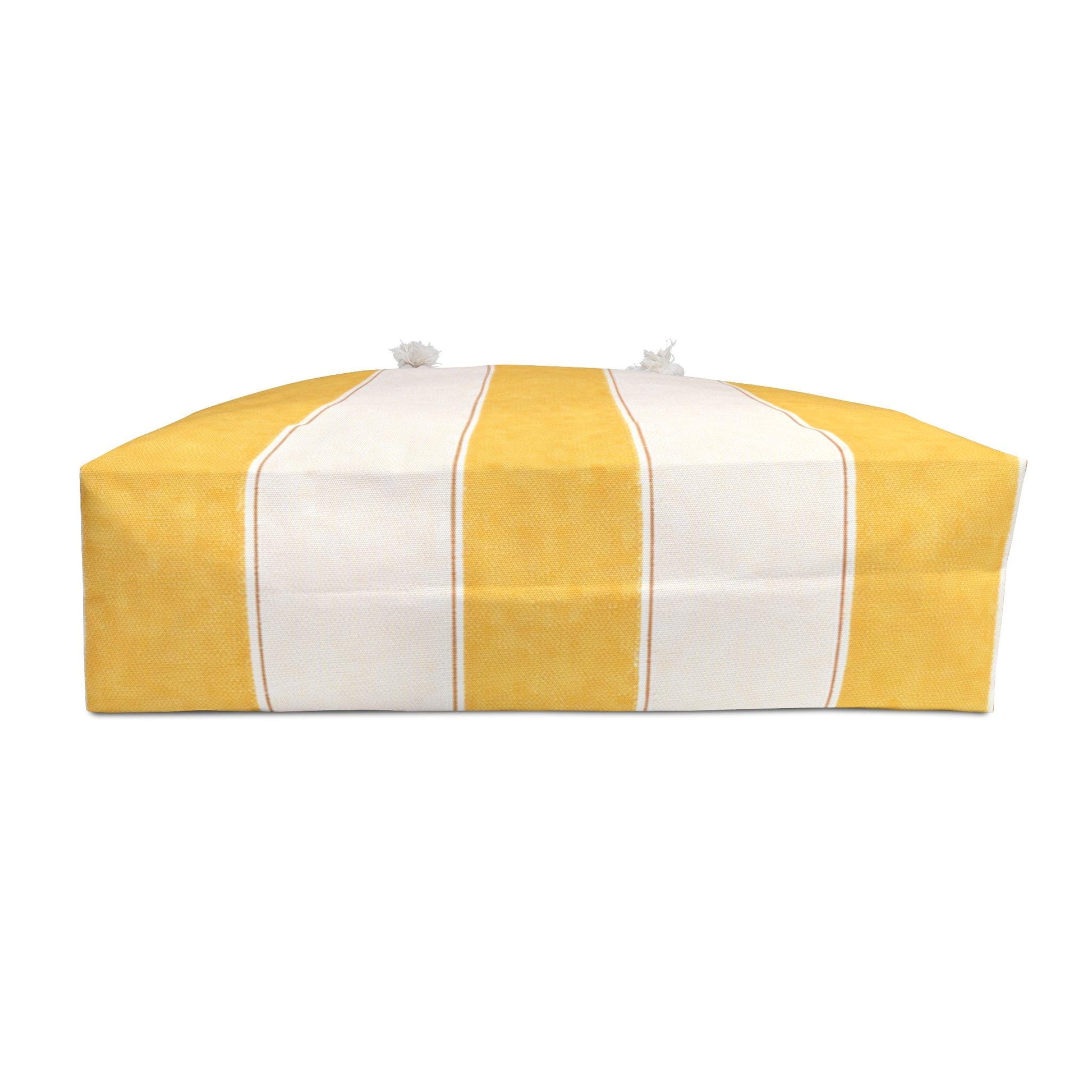 Cabana Poolside Yellow Stripe Resort Weekender Bag | Beach Tote for Towels, Makeup, Phone & Magazines