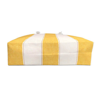 Cabana Poolside Yellow Stripe Resort Weekender Bag | Beach Tote for Towels, Makeup, Phone & Magazines