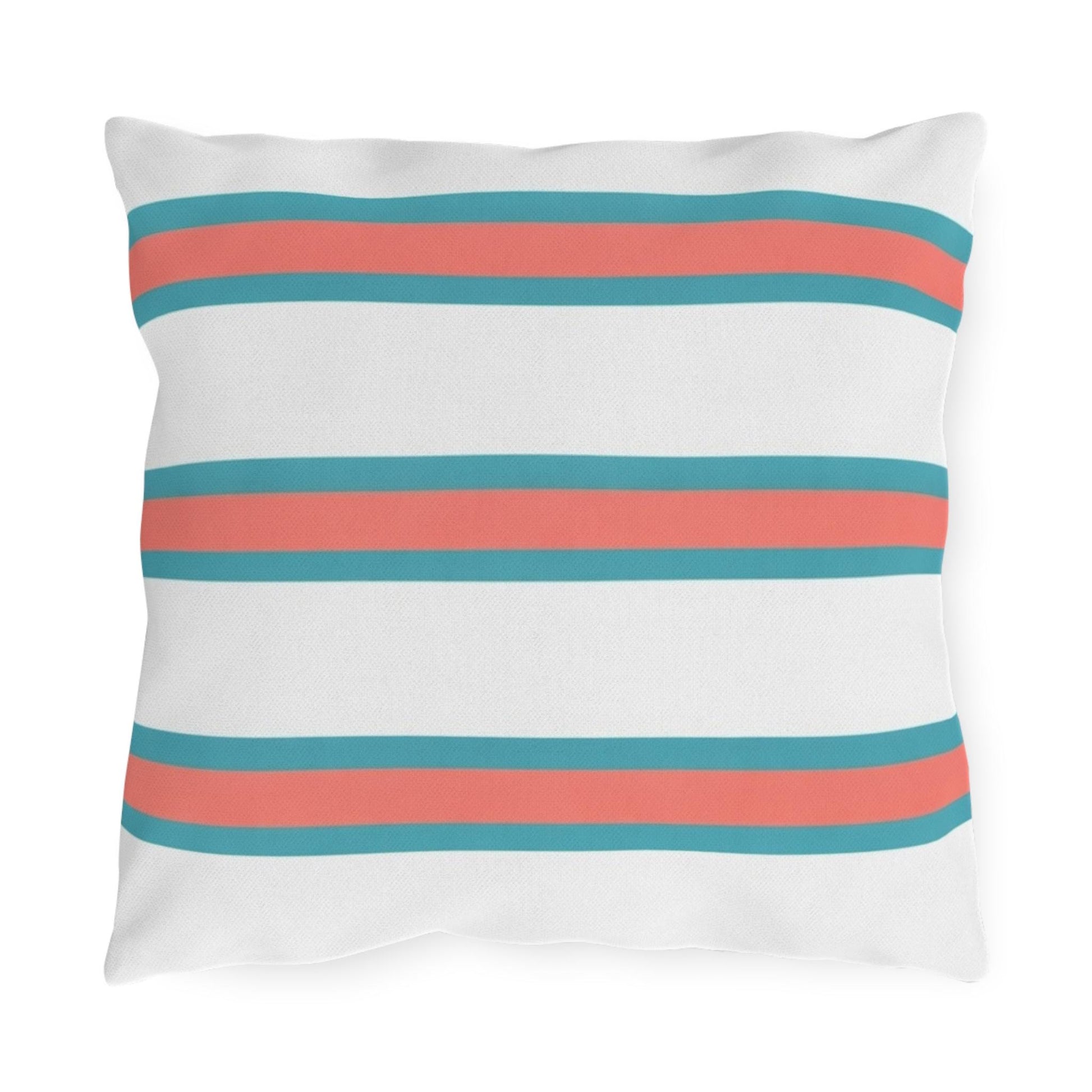 Spring Summer Stripe Outdoor Pillow | Square Patio Cushion, Coastal Cabana