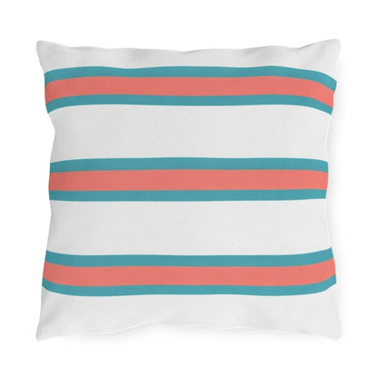 Spring Summer Stripe Outdoor Pillow | Square Patio Cushion, Coastal Cabana