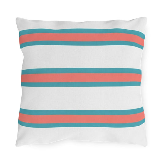 Spring Summer Stripe Outdoor Pillow | Square Patio Cushion, Coastal Cabana