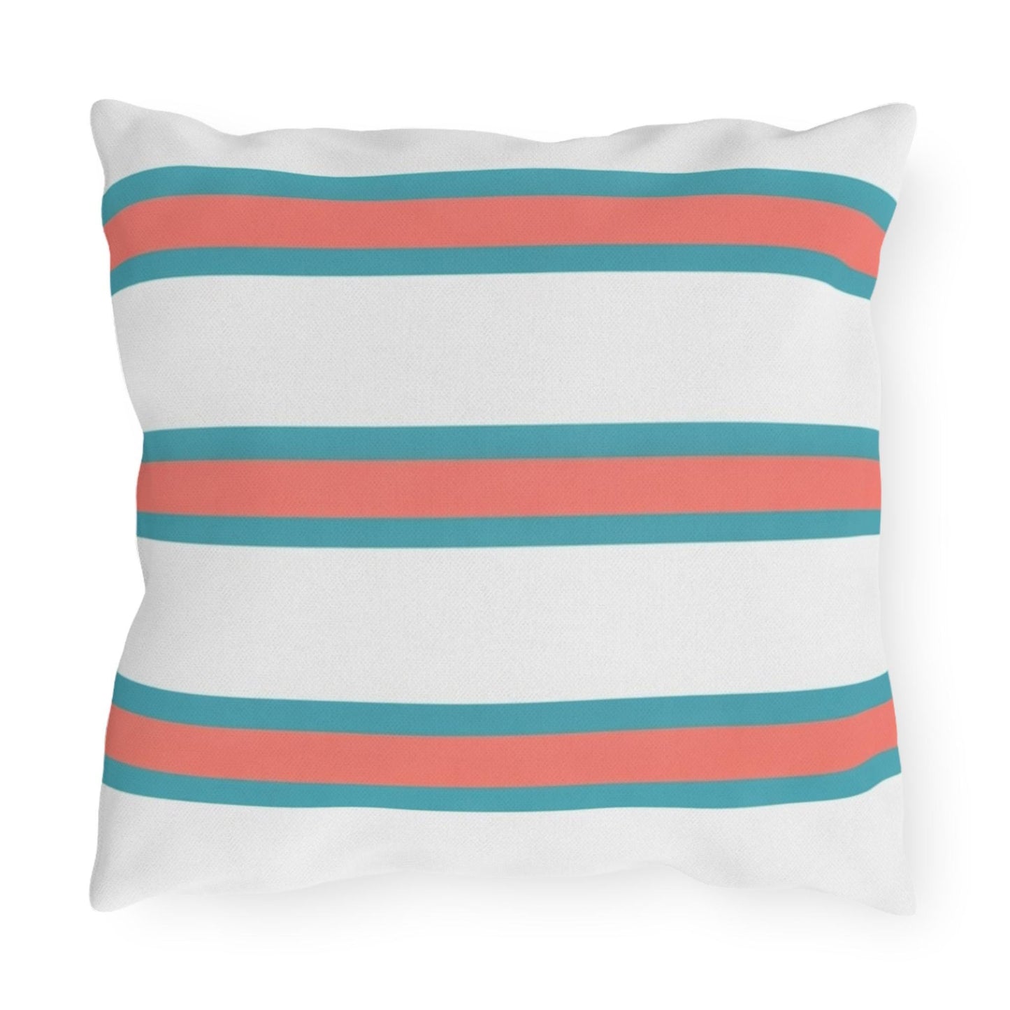 Spring Summer Stripe Outdoor Pillow | Square Patio Cushion, Coastal Cabana