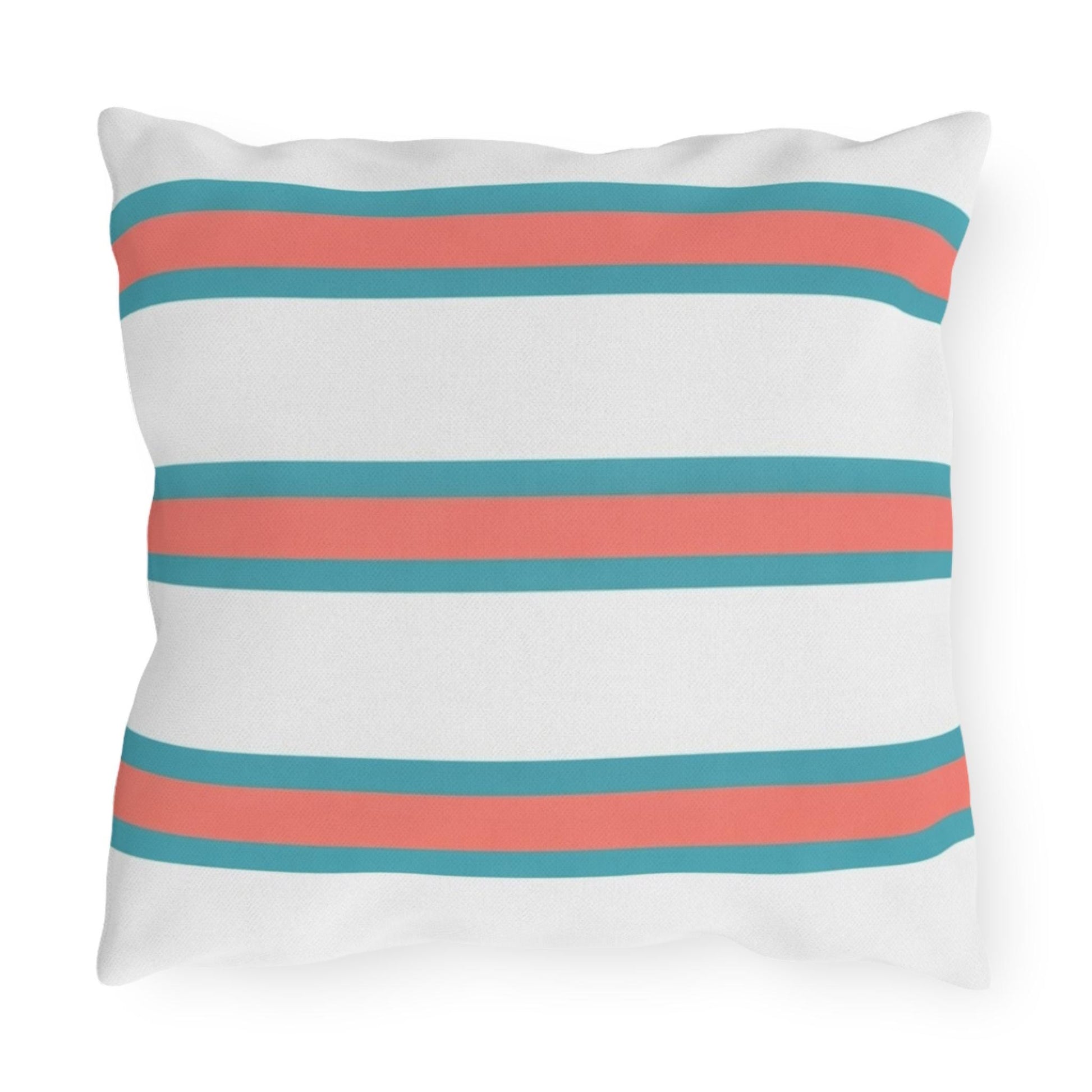 Spring Summer Stripe Outdoor Pillow | Square Patio Cushion, Coastal Cabana