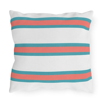 Spring Summer Stripe Outdoor Pillow | Square Patio Cushion, Coastal Cabana