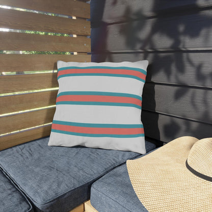 Spring Summer Stripe Outdoor Pillow | Square Patio Cushion, Coastal Cabana