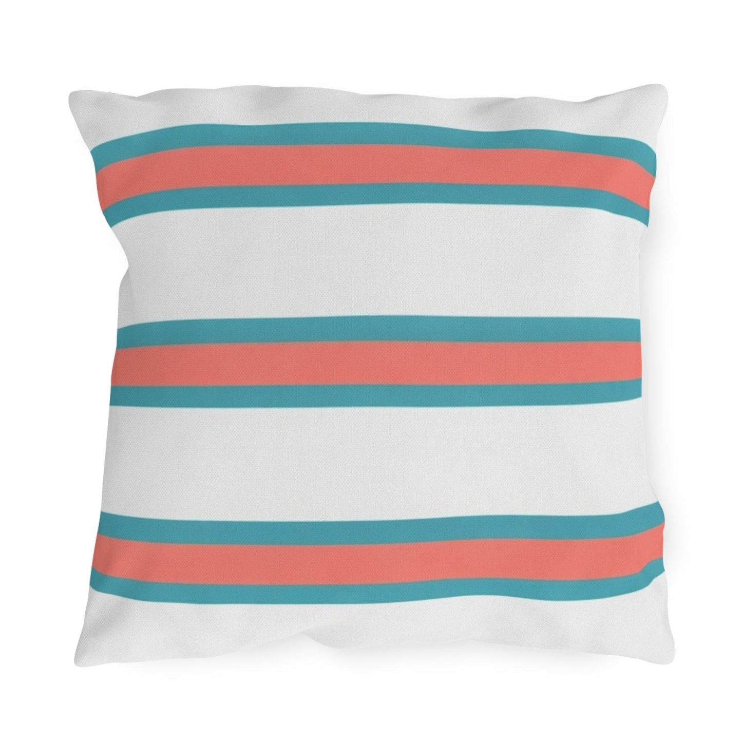 Spring Summer Stripe Outdoor Pillow | Square Patio Cushion, Coastal Cabana