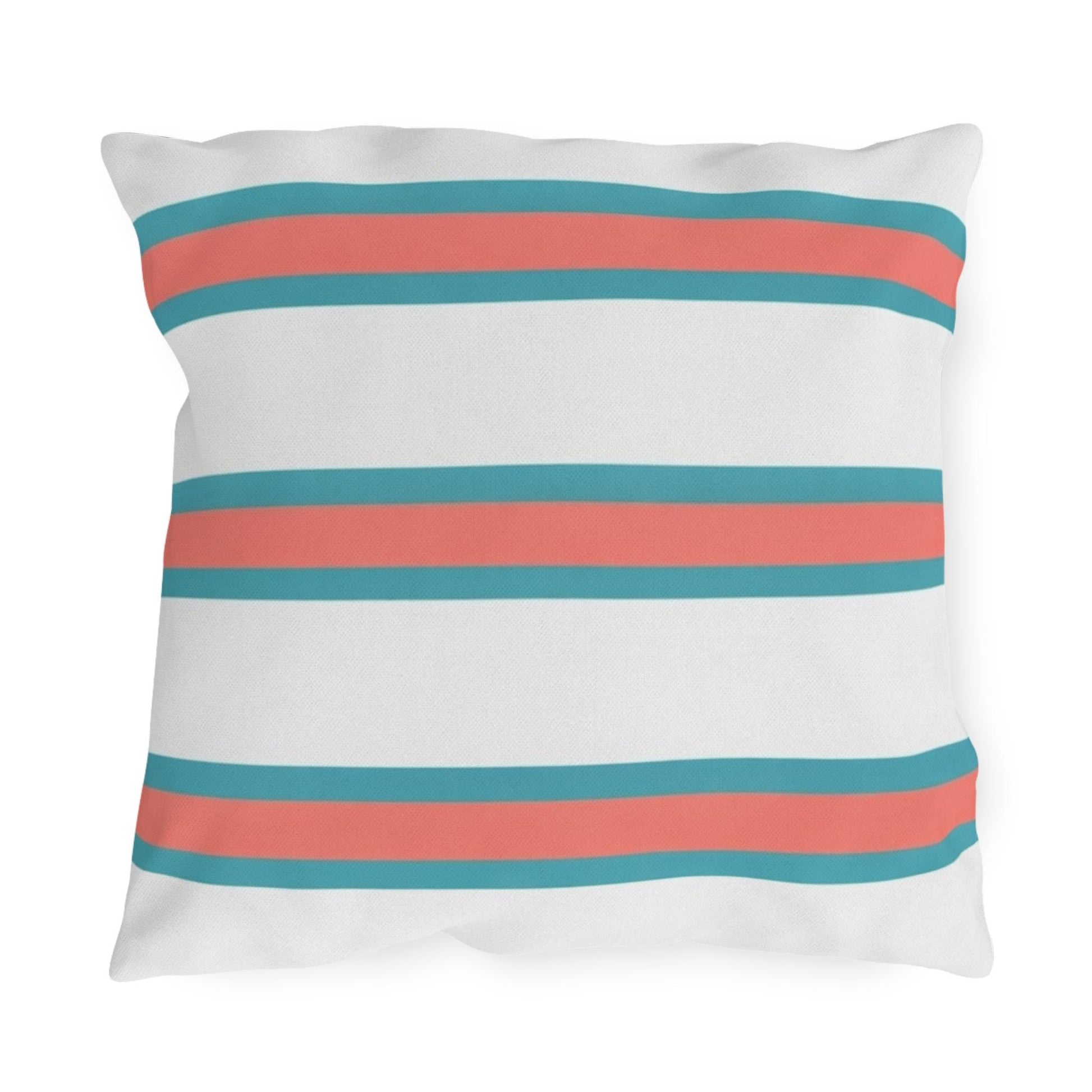 Spring Summer Stripe Outdoor Pillow | Square Patio Cushion, Coastal Cabana