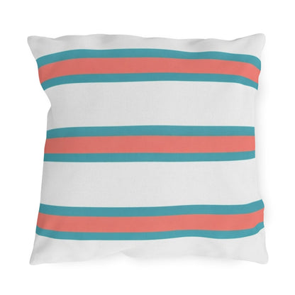 Spring Summer Stripe Outdoor Pillow | Square Patio Cushion, Coastal Cabana