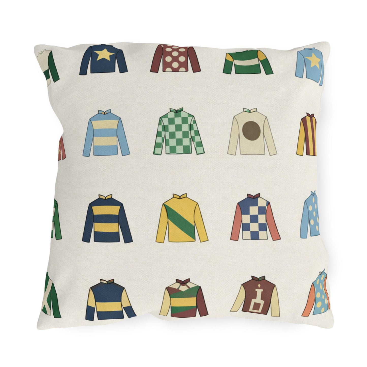 Kentucky Derby Jockey Silks Outdoor Pillows | Equestrian Horse Racing Colors, Preppy Coastal Decor